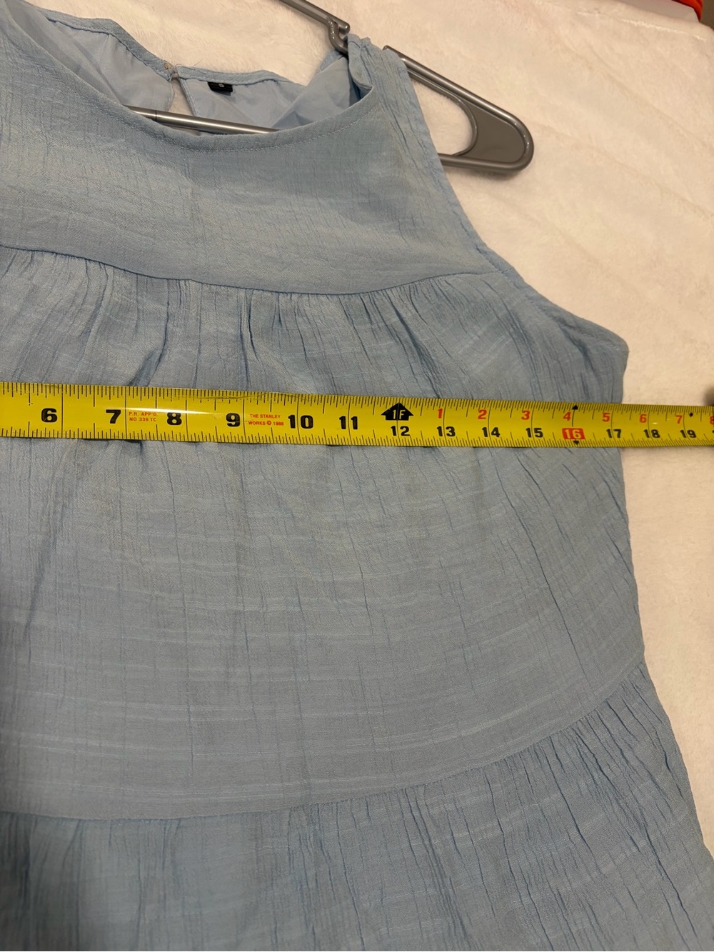 Light Blue Tiered Midi Sleeveless Dress - Size Small - Picture 4 of 9